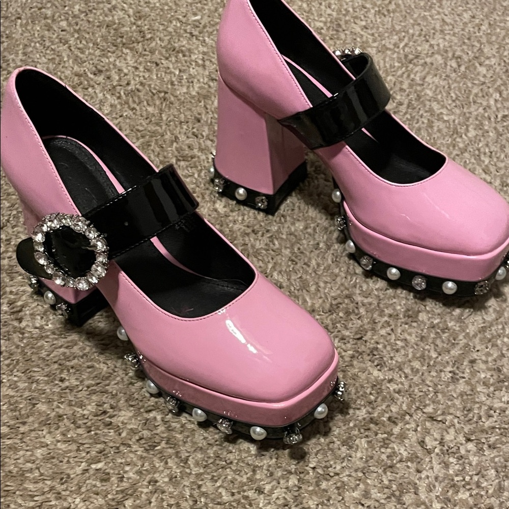 Sugar Thrillz Pink and Black Platform Shoes
